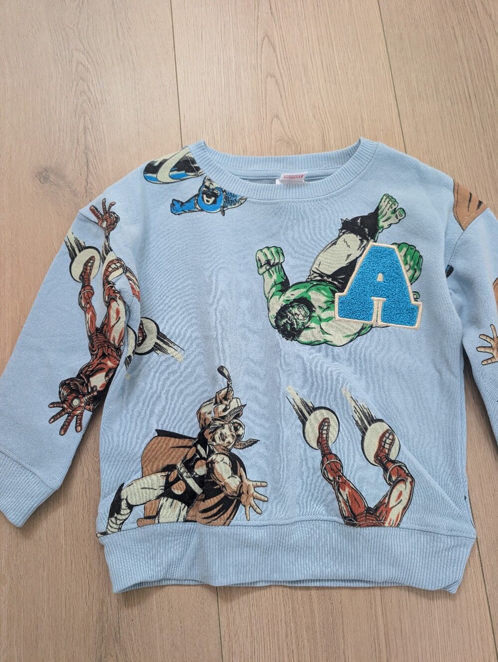 Marvel Light Blue Kids Sweatshirt with Superhero Graphics 0166